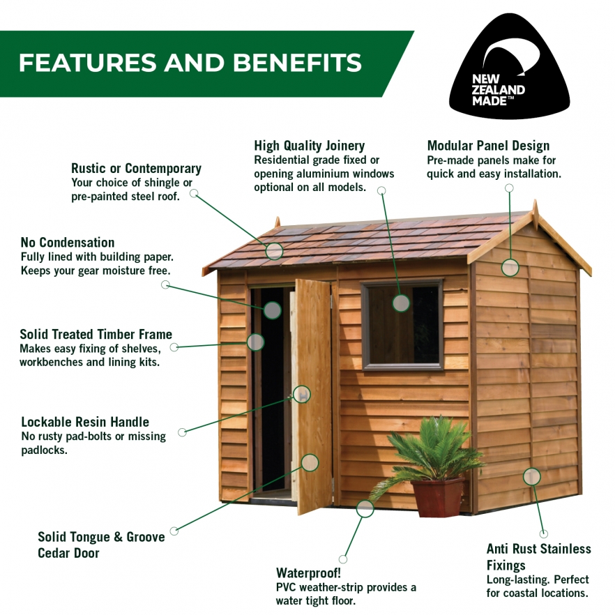 Cedar Garden Shed Features