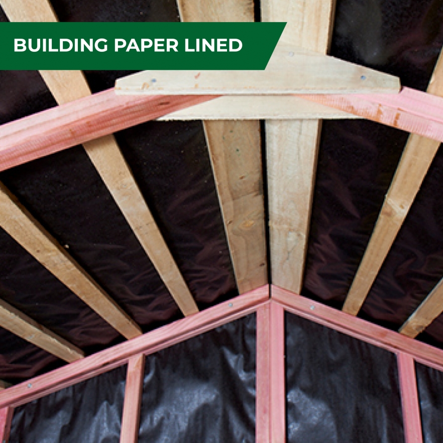 Cedar garden shed building paper