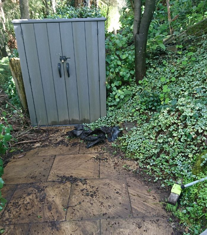 sweeping garden maintenance lifetime shed